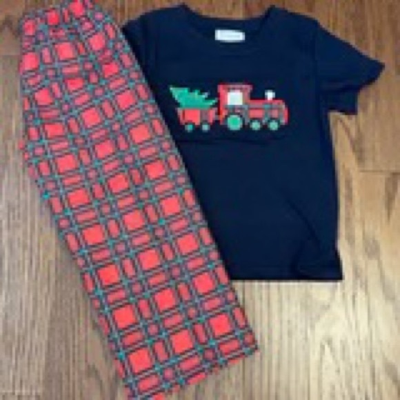 Brother set Christmas plaid w/ trains🎄🚂 - Picture 3 of 4